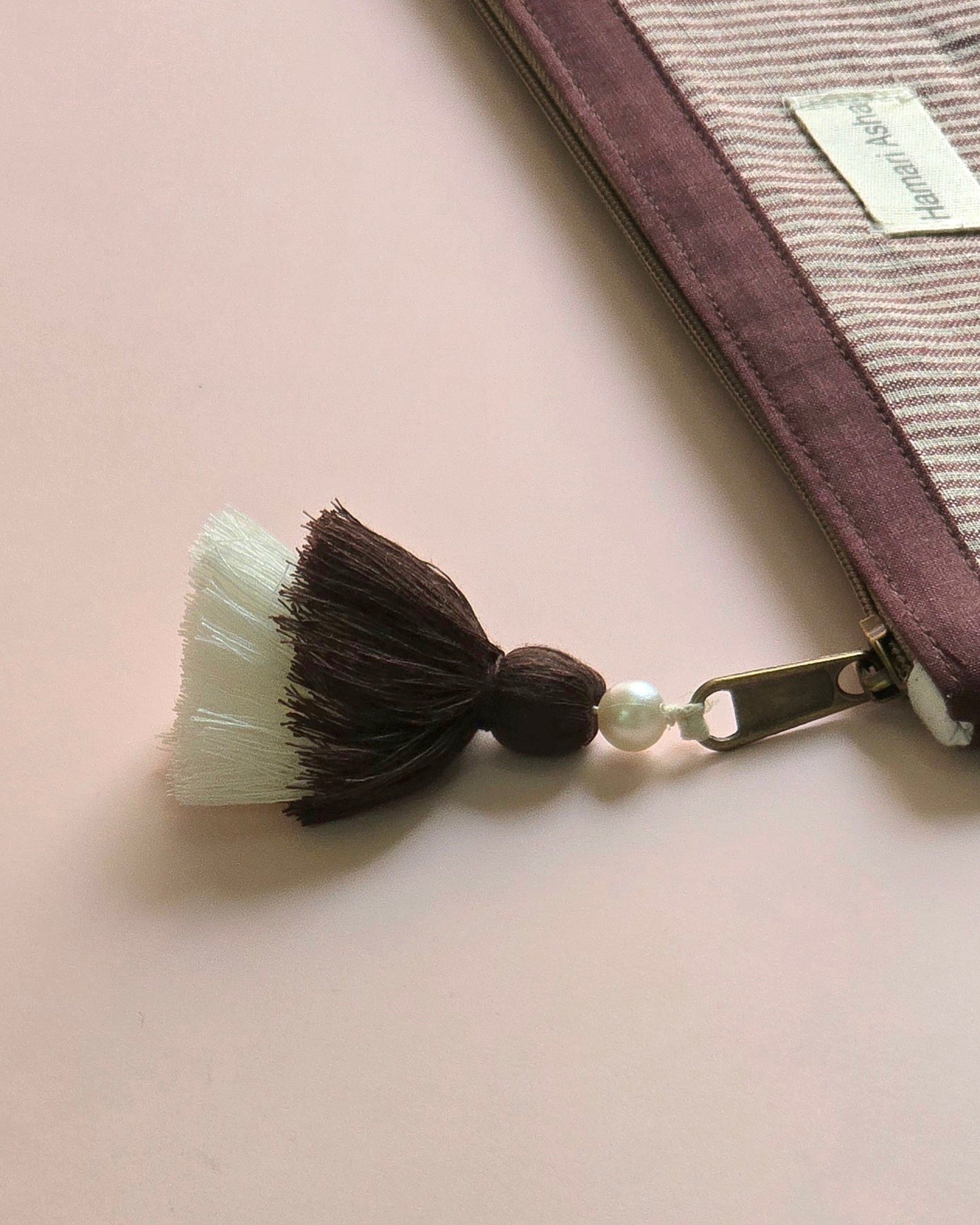 Mocha Stripe Accessories Pouch